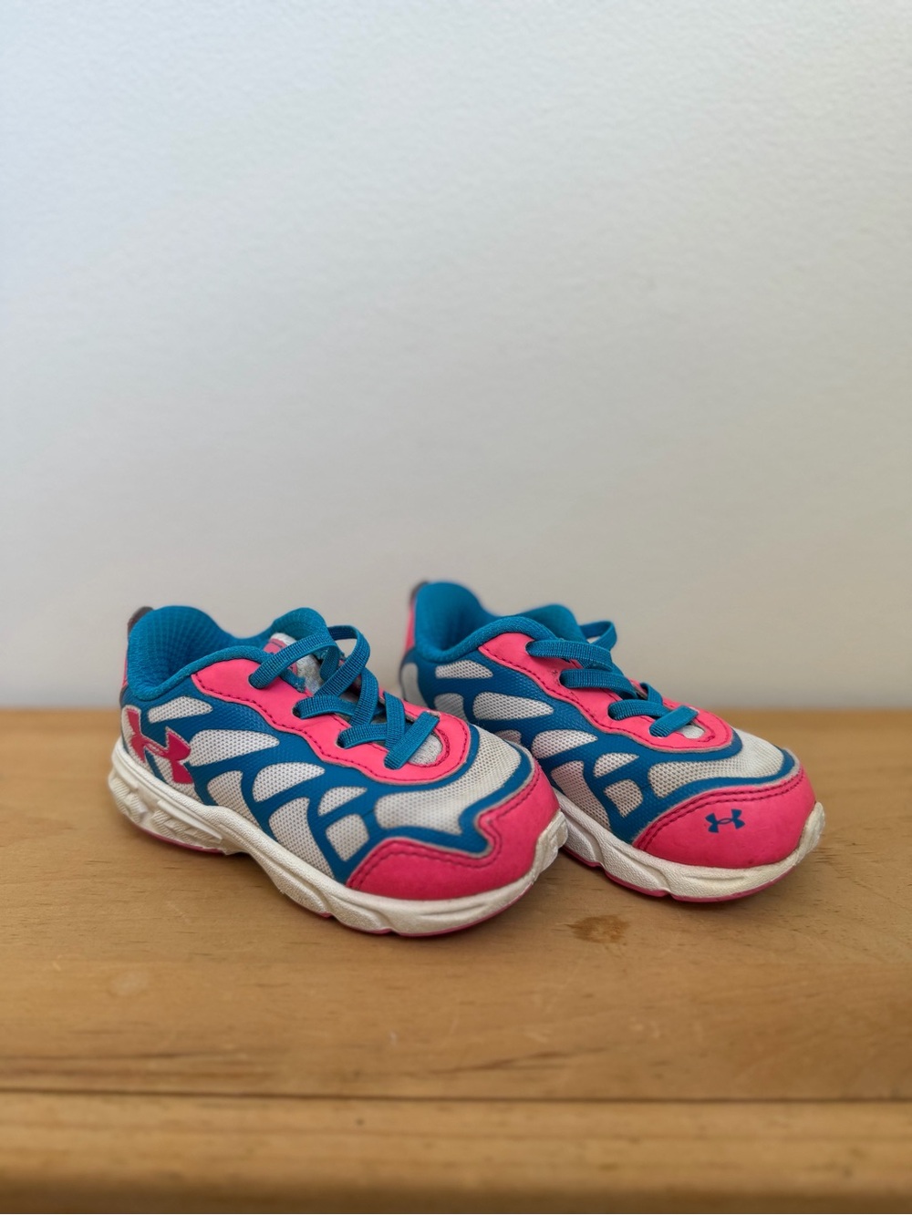 Under Armour Kids' Pink and Blue Athletic Sneakers (Size 5K)